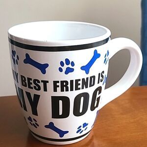 My Best Friend is My Dog White Mug with Pawprints & Bones in Blue